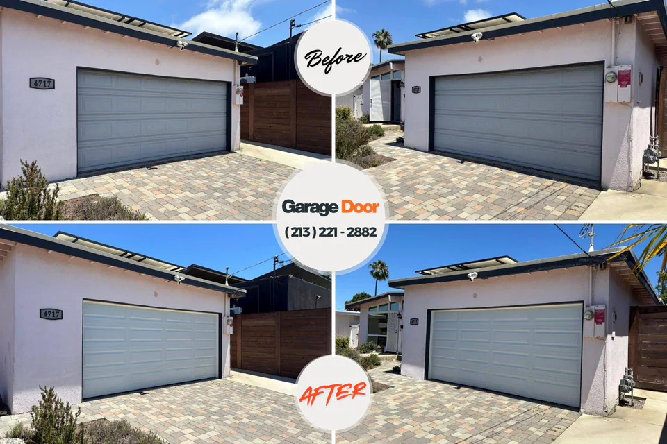 Before and after: garage door repair Bliss Corner, MA